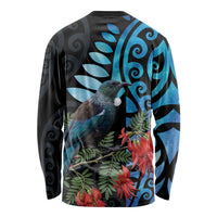 Tui Bird Kakabeak New Zealand Long Sleeve Shirt Clianthus Galaxy Maori Koru Pattern LT22 - Polynesian Pride