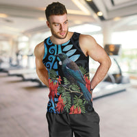 Tui Bird Kakabeak New Zealand Men Tank Top Clianthus Galaxy Maori Koru Pattern LT22 Blue - Polynesian Pride