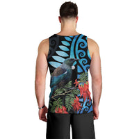 Tui Bird Kakabeak New Zealand Men Tank Top Clianthus Galaxy Maori Koru Pattern LT22 - Polynesian Pride
