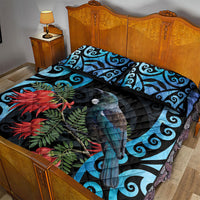 Tui Bird Kakabeak New Zealand Quilt Bed Set Clianthus Galaxy Maori Koru Pattern LT22 - Polynesian Pride