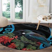 Tui Bird Kakabeak New Zealand Round Carpet Clianthus Galaxy Maori Koru Pattern LT22 - Polynesian Pride