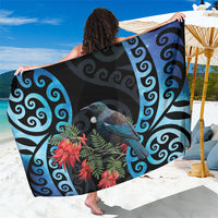Tui Bird Kakabeak New Zealand Sarong Clianthus Galaxy Maori Koru Pattern LT22 One Size 44 x 66 inches Blue - Polynesian Pride