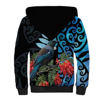 Tui Bird Kakabeak New Zealand Sherpa Hoodie Clianthus Galaxy Maori Koru Pattern LT22 - Polynesian Pride