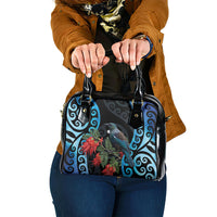 Tui Bird Kakabeak New Zealand Shoulder Handbag Clianthus Galaxy Maori Koru Pattern LT22 One Size Blue - Polynesian Pride