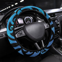 Tui Bird Kakabeak New Zealand Steering Wheel Cover Clianthus Galaxy Maori Koru Pattern LT22 Universal Fit Blue - Polynesian Pride