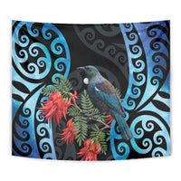 Tui Bird Kakabeak New Zealand Tapestry Clianthus Galaxy Maori Koru Pattern LT22 - Polynesian Pride