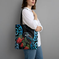 Tui Bird Kakabeak New Zealand Tote Bag Clianthus Galaxy Maori Koru Pattern LT22 - Polynesian Pride