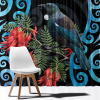 Tui Bird Kakabeak New Zealand Window Curtain Clianthus Galaxy Maori Koru Pattern LT22 - Polynesian Pride