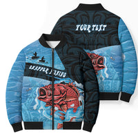Personalised Snapper Fishing New Zealand Bomber Puffer Jacket Tamure Fish Hook Maori Pattern LT22 - Polynesian Pride