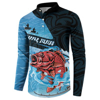 Personalised Snapper Fishing New Zealand Button Sweatshirt Tamure Fish Hook Maori Pattern LT22 - Polynesian Pride