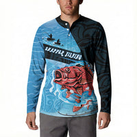 Personalised Snapper Fishing New Zealand Button Sweatshirt Tamure Fish Hook Maori Pattern LT22 - Polynesian Pride