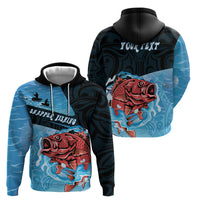 Personalised Snapper Fishing New Zealand Hoodie Tamure Fish Hook Maori Pattern LT22 - Polynesian Pride