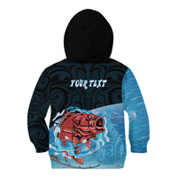 Personalised Snapper Fishing New Zealand Kid Hoodie Tamure Fish Hook Maori Pattern LT22 - Polynesian Pride