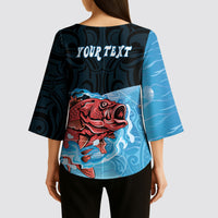Personalised Snapper Fishing New Zealand Kimono Sleeve Blouse Tamure Fish Hook Maori Pattern LT22 - Polynesian Pride