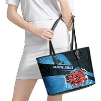 Snapper Fishing New Zealand Leather Tote Bag Tamure Fish Hook Maori Pattern LT22 - Polynesian Pride