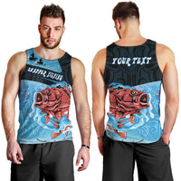 Personalised Snapper Fishing New Zealand Men Tank Top Tamure Fish Hook Maori Pattern LT22 - Polynesian Pride