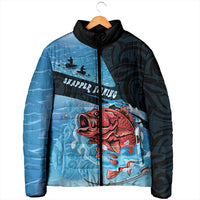 Personalised Snapper Fishing New Zealand Padded Jacket Tamure Fish Hook Maori Pattern LT22 - Polynesian Pride
