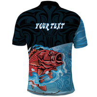 Personalised Snapper Fishing New Zealand Polo Shirt Tamure Fish Hook Maori Pattern LT22 - Polynesian Pride