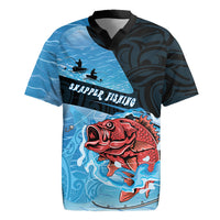 Personalised Snapper Fishing New Zealand Rugby Jersey Tamure Fish Hook Maori Pattern LT22 Blue - Polynesian Pride