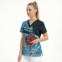 Personalised Snapper Fishing New Zealand Scrub Top Tamure Fish Hook Maori Pattern LT22 - Polynesian Pride