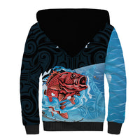 Personalised Snapper Fishing New Zealand Sherpa Hoodie Tamure Fish Hook Maori Pattern LT22 - Polynesian Pride