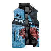 Personalised Snapper Fishing New Zealand Sleeveless Puffer Jacket Tamure Fish Hook Maori Pattern LT22 - Polynesian Pride