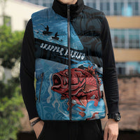 Personalised Snapper Fishing New Zealand Sleeveless Puffer Jacket Tamure Fish Hook Maori Pattern LT22 - Polynesian Pride