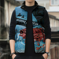 Personalised Snapper Fishing New Zealand Sleeveless Puffer Jacket Tamure Fish Hook Maori Pattern LT22 - Polynesian Pride