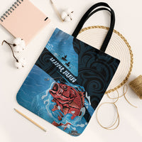 Snapper Fishing New Zealand Tote Bag Tamure Fish Hook Maori Pattern LT22 Black Strap One Size Blue - Polynesian Pride