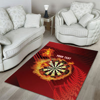 Personalised Darts New Zealand Area Rug Silver Fern Red Color LT22 - Polynesian Pride