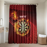 Personalised Darts New Zealand Bathroom Set Silver Fern Red Color LT22 Shower Curtain Only Red - Polynesian Pride