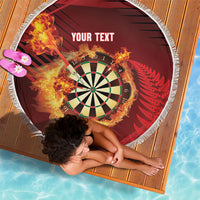 Personalised Darts New Zealand Beach Blanket Silver Fern Red Color LT22 - Polynesian Pride