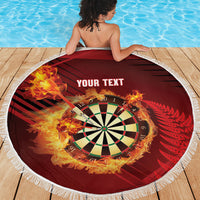 Personalised Darts New Zealand Beach Blanket Silver Fern Red Color LT22 - Polynesian Pride