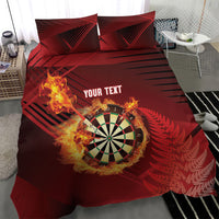 Personalised Darts New Zealand Bedding Set Silver Fern Red Color LT22 - Polynesian Pride