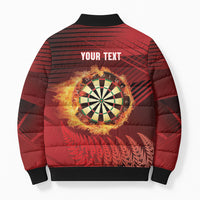 Personalised Darts New Zealand Bomber Puffer Jacket Silver Fern Red Color LT22 - Polynesian Pride
