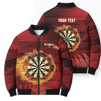 Personalised Darts New Zealand Bomber Puffer Jacket Silver Fern Red Color LT22 - Polynesian Pride