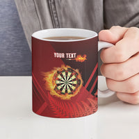 Personalised Darts New Zealand Ceramic Mug Silver Fern Red Color LT22 - Polynesian Pride