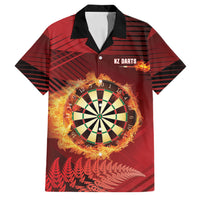 Personalised Darts New Zealand Family Matching Long Sleeve Bodycon Dress and Hawaiian Shirt Silver Fern Red Color