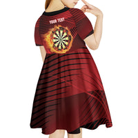 Personalised Darts New Zealand Kid Short Sleeve Dress Silver Fern Red Color LT22 - Polynesian Pride