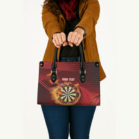 Personalised Darts New Zealand Leather Bag Silver Fern Red Color LT22 - Polynesian Pride