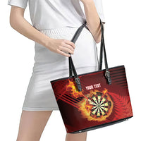 Personalised Darts New Zealand Leather Tote Bag Silver Fern Red Color LT22 - Polynesian Pride