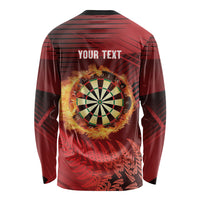 Personalised Darts New Zealand Long Sleeve Shirt Silver Fern Red Color LT22 - Polynesian Pride