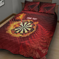Personalised Darts New Zealand Quilt Bed Set Silver Fern Red Color LT22 - Polynesian Pride