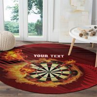 Personalised Darts New Zealand Round Carpet Silver Fern Red Color LT22 - Polynesian Pride