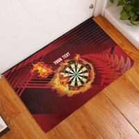 Personalised Darts New Zealand Rubber Doormat Silver Fern Red Color LT22 - Polynesian Pride