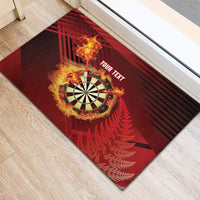 Personalised Darts New Zealand Rubber Doormat Silver Fern Red Color LT22 - Polynesian Pride