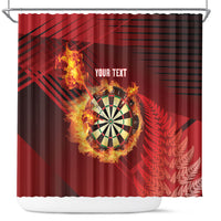Personalised Darts New Zealand Shower Curtain Silver Fern Red Color LT22 Red - Polynesian Pride