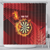 Personalised Darts New Zealand Shower Curtain Silver Fern Red Color LT22 - Polynesian Pride