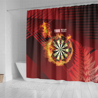 Personalised Darts New Zealand Shower Curtain Silver Fern Red Color LT22 - Polynesian Pride