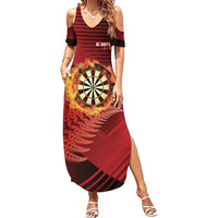 Personalised Darts New Zealand Summer Maxi Dress Silver Fern Red Color LT22 Women Red - Polynesian Pride